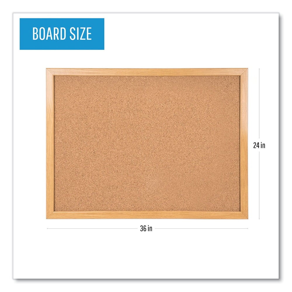 Cork Bulletin Board 35-13/32"W, Frame Color: Oak MC070014231