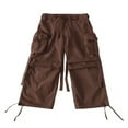 thumbnail image 2 of Pantalons Cargo pour Femmes Taille Basse Pantalons Amples Unis avec Poches, 2 of 7