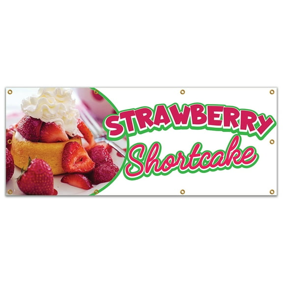 SignMission B-96 Strawberry Shortcake19 96 in. Strawberry Shortcake Banner with Concession Stand Food Truck Single Sided