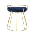 thumbnail image 4 of Canary Glam/Contemporary Vanity Stool in Gold Metal and Blue Velvet by LumiSource, 4 of 7
