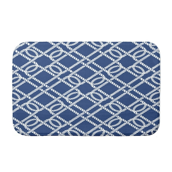 Simply Daisy 24" x 17" Plush Microfiber Blue Know the Ropes Bath Mat