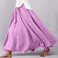 thumbnail image 2 of Wxolcjlv Womens Solid Ruffle Hem Maxi Skirt Elastic Waist Bohemian Long Skirts, 2 of 7