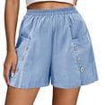thumbnail image 6 of Zynoxe Shorts for Women with Button Pockets Lightweight Breathable Cotton Linen Shorts Comfort Elastic Waistband Mid-Thigh Wide Leg Shorts Relaxed Loose Fit Solid Color Summer Beach Shorts 3XL, 6 of 7