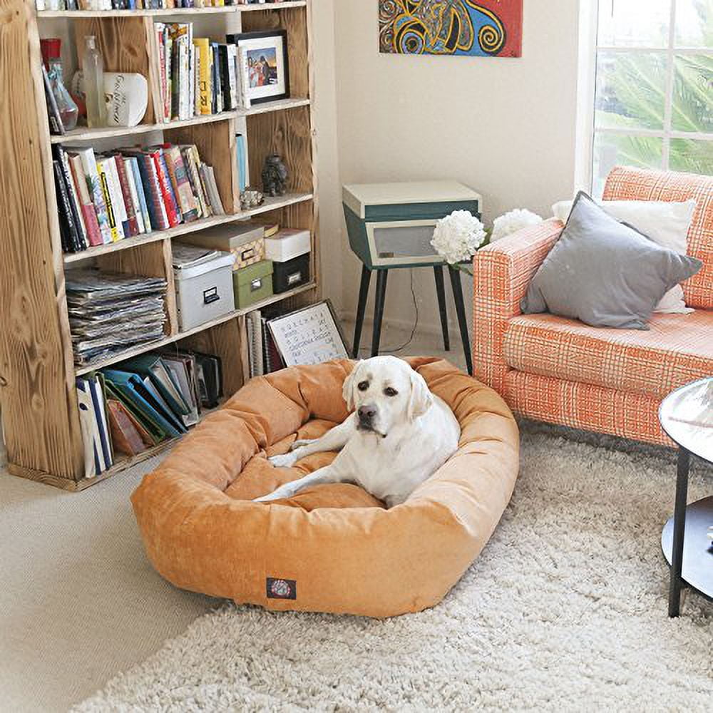 Majestic Pet Villa Velvet Bagel Pet Bed for Dogs, Calming Dog Bed Washable, Medium, Azure