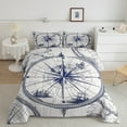 thumbnail image 2 of Erosebridal Compass Print Comforter Set Queen Size Ocean Nautical Themed Bedding Set Geometric Circles Pattern Comforter Coastal Sea Adventure Quilt Set, 2 of 7