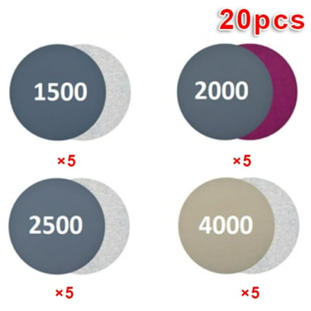 

Goodhd 20Pcs Hook&Loop Wet/Dry 3 Inch 1500 2000 2500 4000 Grit Sanding Discs Sandpaper