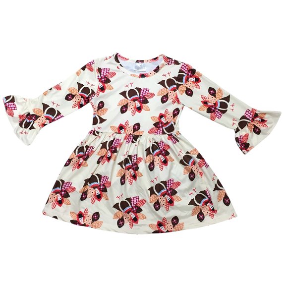 Toddler Girls Turkey Thanksgiving Fall Birthday Holiday Party Flower Girl Dress Ivory 2T XS (P500925P)