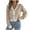 Khaki, variant on biudgviw Cardigan Sweaters for Women Long Sleeve Striped Open Front Cropped Tops Loose Soft Knit Bolero Fall Winter Outwear