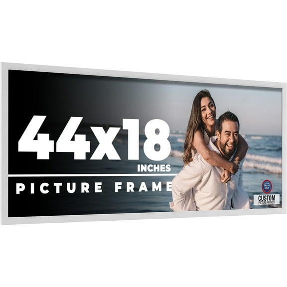 44x18 Frame White Solid Wood Picture Frame Includes UV Acrylic Shatter Guard Front, Acid Free Foam