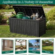Seizeen Deck Box, 75 Gallon Resin Box on Wheels, Large Outdoor Storage Box, Outdoor Waterproof Storage Chest for Outside Furniture Cushions, Garden Tools, Black, D7226