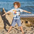 thumbnail image 3 of FORMRS Boys Rash Guard Short Sleeves Swim Shirt Quick Dry UPF 50+ Sun Protection, Sizes 3-12T, Orange Hand Drawn Sailboats, 3 of 6