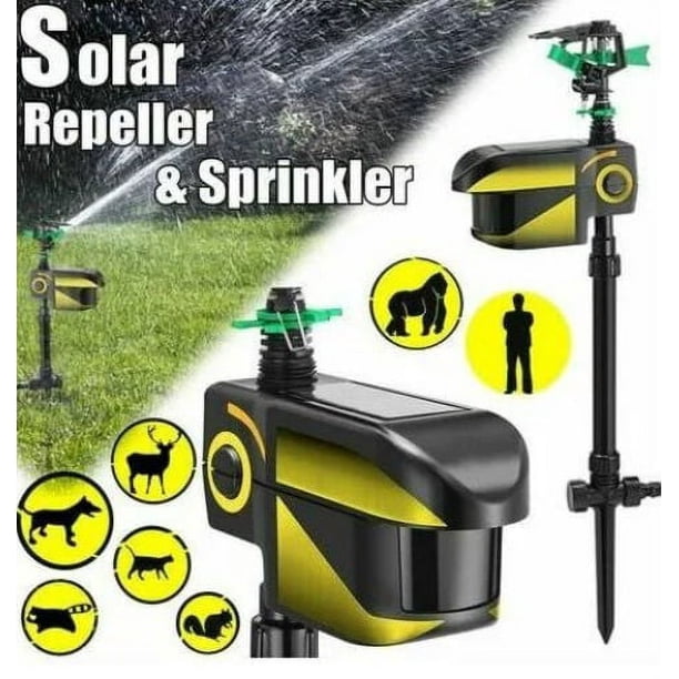 Repelente de animales con carga solar, disuasión por infrarrojos, riego automático por inducción, detección de movimiento, repelente para exteriores activado C