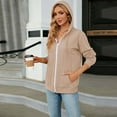 thumbnail image 4 of Plain Zip Up Hoodies for Women Fall Winter Long Sleeve Hooded Sweatshirt with Pockets Cardigan Jacket Coat, 4 of 6