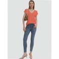 thumbnail image 3 of Womens Summer Tops Ruffle Short Sleeve V Neck T-Shirts Casual Loose Fit, 3 of 6