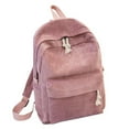 thumbnail image 4 of kurtrusly Striped Backpack Outdoor College Large Capacity Solid School Bag Female Corduroy Fashion Travel Rucksack Students Adults Pink, 4 of 7