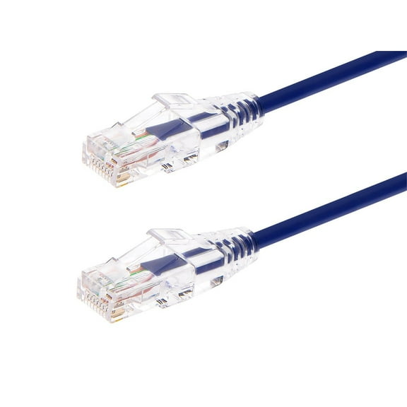 Monoprice Cat6 Ethernet Patch Cable - 1 feet - Purple | Snagless RJ45 Stranded 550MHz UTP CMR Riser Rated Pure Bare Copper Wire 28AWG - SlimRun Series
