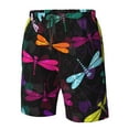 thumbnail image 5 of Kll Colorful Dragonflies Men'S Casual Summer Beach Shorts Hawaiian Shorts With Pockets-Small, 5 of 9