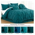 thumbnail image 5 of Teal California King Comforter Set 7-Piece - Pintuck Pleated Bedding - Lightweight All-Season Bed Set with Decorative Pillows, 5 of 9