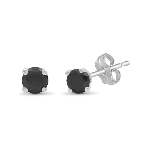 JewelersClub 1/2 CTW Black Diamond Stud Earrings - Sterling Silver (.925) | Hypoallergenic Studs for Women - Round Cut Set with Push Backs