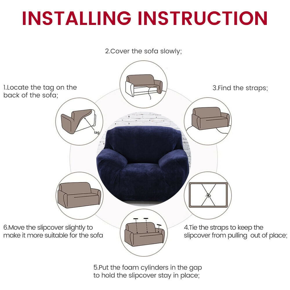 TOPCHANCES Thick Plush Sofa Covers, Stretch Couch Chair Slipcover, Non Slip Furniture Protector (Loveseat Cover, Dark Blue)