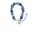 thumbnail image 2 of Delight Jewelry Goldtone Large November - Yellow Crystal Heart Blue Paw Print Bead Bracelet, 7"+2", 2 of 4