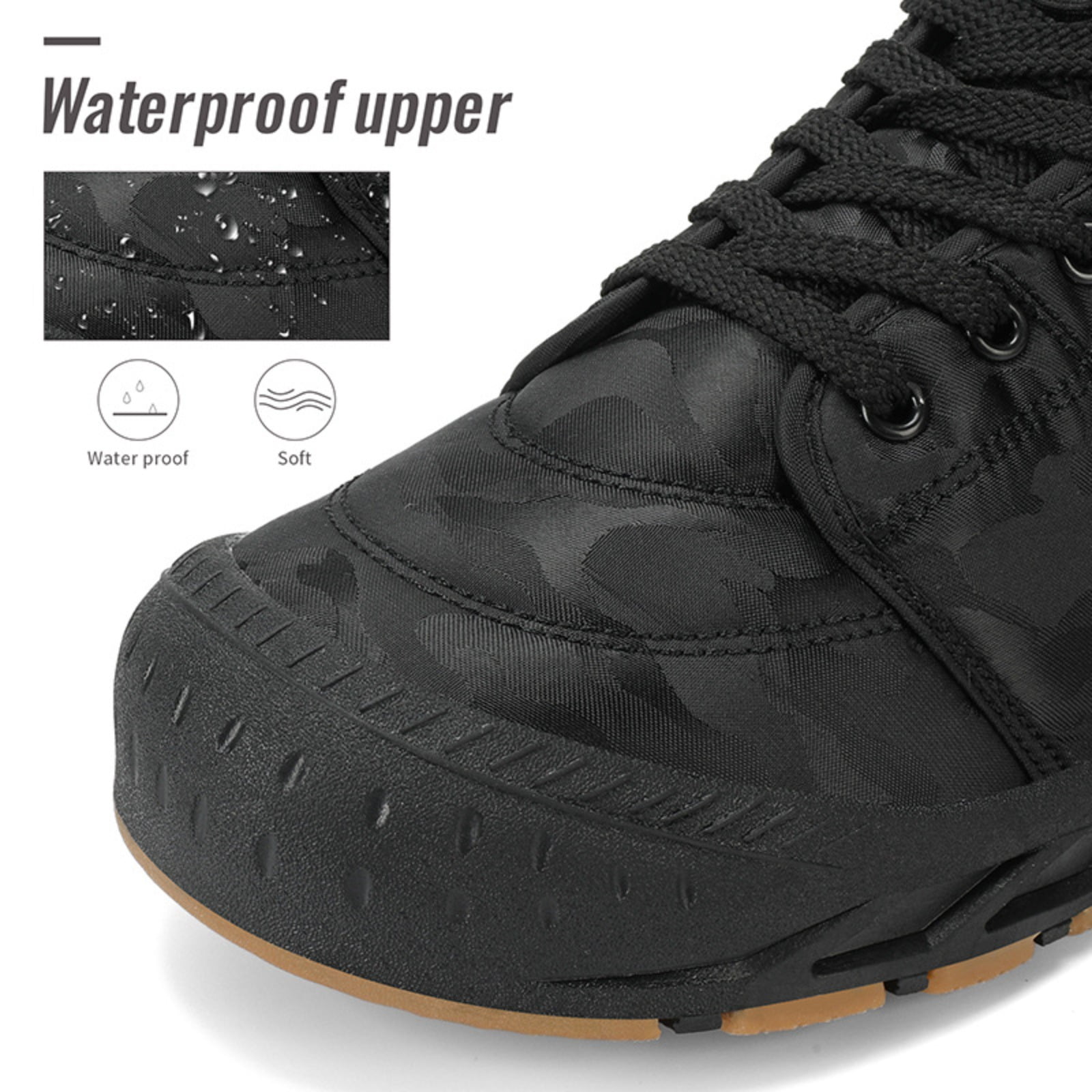 Men’s Insulated Outdoor Hiking Snow Boots, Fleece-Lined Warm Camouflage Winter Shoes with Protective Closed Toe, Non-Slip Waterproof Cold-Weather Boots for Outdoor Trekking