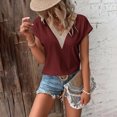 thumbnail image 4 of BLVB Womens Summer Tops Casual V Neck Lace Tee Shirts Short Sleeve Fashion Loose Blouse Eyelet Tunic Tees Fashion Trendy Clothes, 4 of 7