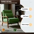 thumbnail image 6 of Mid-Century Modern Dark Green Nubby Upholstery Accent Chair with Solid Wood Arms, 6 of 10