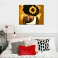 thumbnail image 5 of JEUXUS  African American Wall Art Sunflower Black Woman Canvas Print Black Girl And Flower Painting Funny Artworks Home Decor For Bathroom Living Room Bedroom Framed Ready To Hang, 5 of 5
