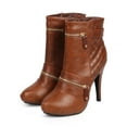 thumbnail image 5 of Nature DA92 Women Quilted Leatherette Almond Toe Zipper Front Stiletto Bootie, 5 of 5