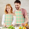 thumbnail image 3 of Colorful Grid Checkered Pattern Apron-Garden Aprons for Women with Pockets-Cotton Linen Waterproof Kitchen Cooking Gardening Aprons Adjustable for Kitchen,Cooking,BBQ and Salon 33x27 Inch, 3 of 7