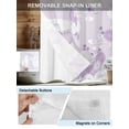 thumbnail image 5 of No Hook Shower Curtain with Snap-in Liner, Purple White Floral Waterproof Fabric Bathroom Curtains, Spring Botanical Leaves Farmhouse Bath Curtains & Mesh Top Window Narrow 36"x78", 5 of 9