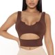thumbnail image 3 of Camiseta sin mangas corta con cuello en U para mujer, chaleco sin mangas de verano ajustado, ajustado, de Color puro, 3 of 6