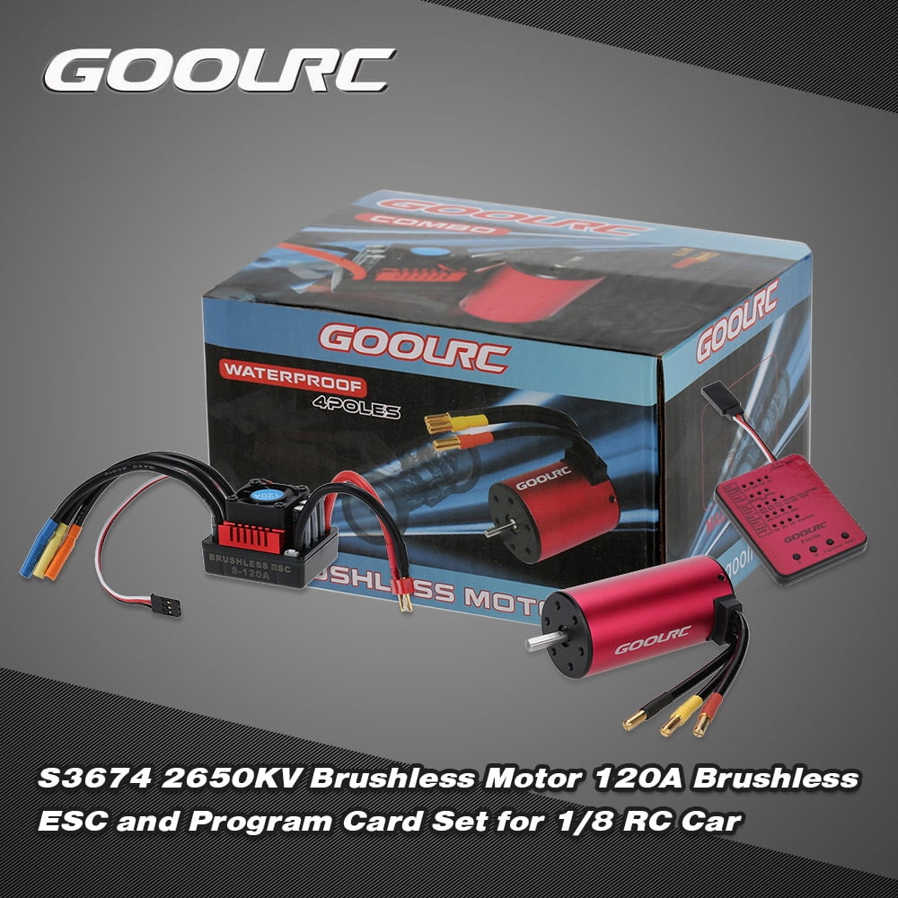 GoolRC Original S3674 2650KV Sensorless Brushless Motor 120A Brushless ESC and Program Card Combo Set for 1/8 RC Car Truck