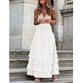 thumbnail image 2 of Women's Tulle Midi Skirt Elastic High Waist A-Line Ruffle Tiered Layered Mesh Puffy Long Maxi Skirt, 2 of 11