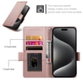 thumbnail image 5 of PU Leather Case Compatible with iPhone 12/12 Pro, Classic Kickstand/Cover/Wallet/Flip Magnetic Protective Case with Card Slots & Horizontal Stand Phone Case for iPhone 12/12 Pro, Rosegold, 5 of 7