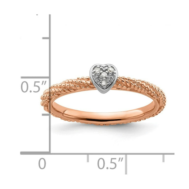 Sterling Silver Rose Gold-Plated Stackable Expressions Diamond Heart Ring Sterling Silver Rose Gold-Plated Stackable Expressions Diamond Heart Ring