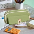 thumbnail image 3 of Creative Button Design Large Capacity Canvas Pouch, for Campus Study Office Art Use, Foldable Multi-use Stationery Storage Pencil Bag, 3 of 4