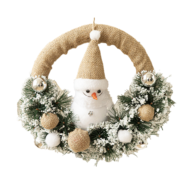 Decoración navideña, círculo de ratán con muñeca de tela, accesorios de decoración navideña hechos a mano, colgante de pared