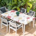 thumbnail image 2 of Red Christmas Snowflakes Table Cloths for 3 Foot Rectangle Tables, Winter Xmas Snow Yellow Gray Patio Waterproof Elastic Fitted Tablecloths, Washable Rectangular Table Cover for Camping, 2 of 8