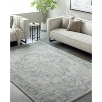Hauteloom Akshay Living Room, Bedroom Area Rug - Traditional - High Pile - Peach, Light Gray, Gray - 2' x 2'11"