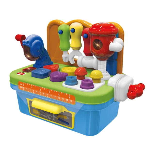 Ruiboury Interactive Tool Bench Toy With Sounds And Music Teaching Kids Skills In Fun Way Workbench Toys Shape Recognition