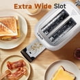 thumbnail image 4 of Aigostar tostador retro de 2 rebanadas de acero inoxidable, tostador de pan extra ancha de 1.6 pulgadas con bagel, función de cancelación, descongelación, 6 ajustes de sombra y bandeja extraíble para, 4 of 5