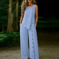 thumbnail image 4 of AHTJRT Two Piece Outfits for Women Summer Matching Sets Sleeveless Tops Lounge Beach Vacation Sets Wide Leg Pants Suits Light Blue XXXL, 4 of 7