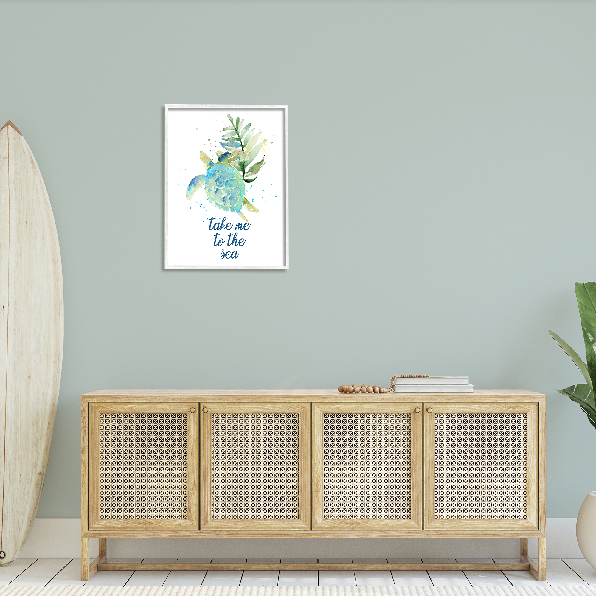Stupell Industries Take Me to Sea Phrase Abstract Ocean Turtle, 24 x 30,Design by Lanie Loreth