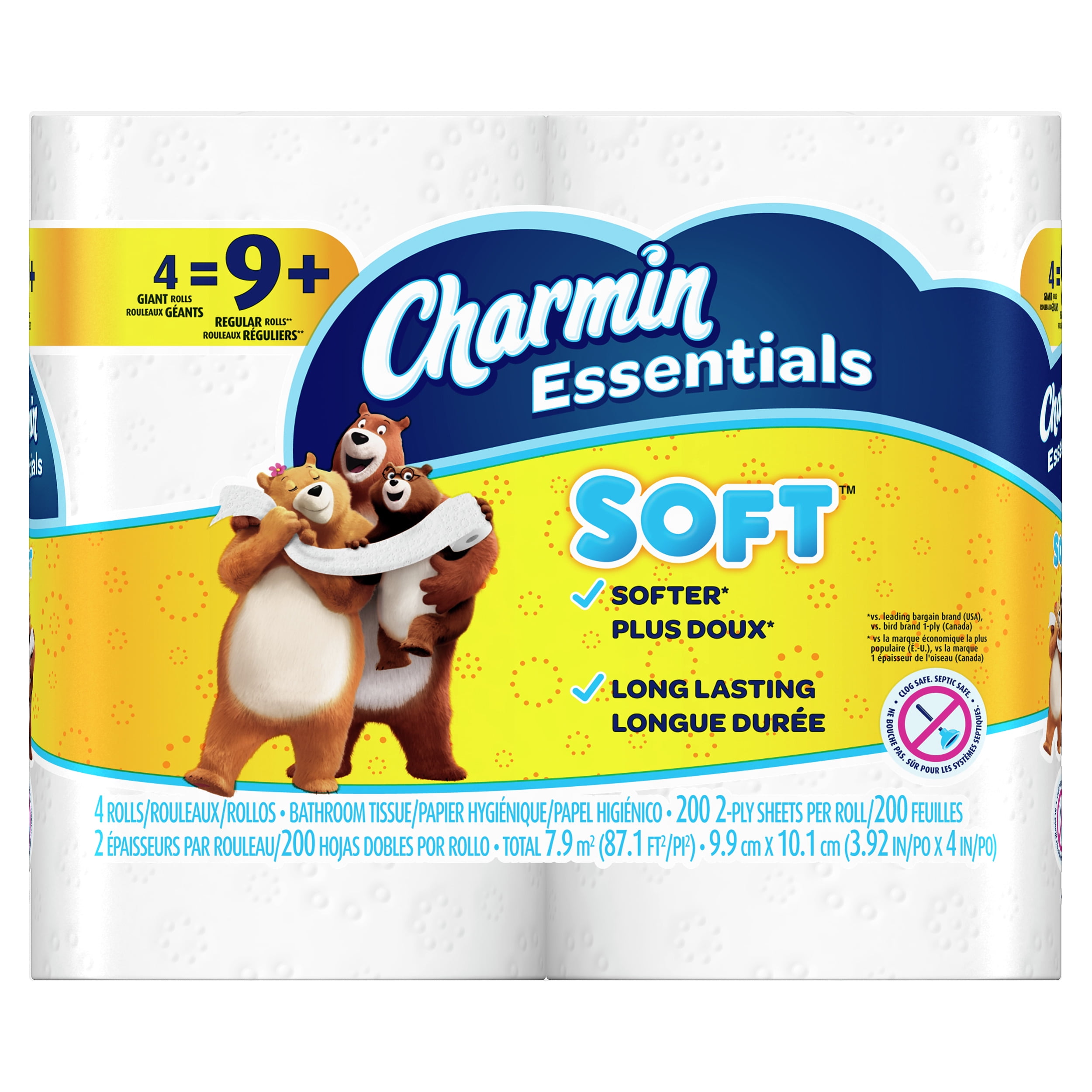 Charmin Essentials Soft Toilet Paper, 4 Giant Rolls