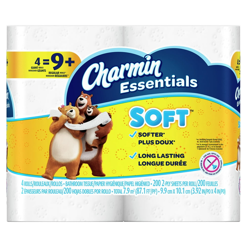Charmin Essentials Soft Toilet Paper, 4 Giant Rolls