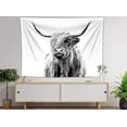 thumbnail image 3 of Highland Cow Tapiz Colgante de pared Granja Animal gris Toro Retrato Tapices Decoración de pared Rústico Animal Tapiz de ganado para sala de estar Dormitorio Tee, 3 of 4