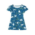 thumbnail image 5 of XADYUY Girl's Summer Casual Dress Casual A-Line Ruffle Sleeve Midi Dress Floral Print Pleated Crew Neck Swing Sundresses 7-8 Years,Royal Blue, 5 of 5