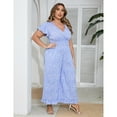 thumbnail image 3 of Yesfashion Plus Size Loose Jumpsuits for Women Summer Short Sleeve One Piece Outfit Wide Leg Floral Jumpsuits, 3 of 5